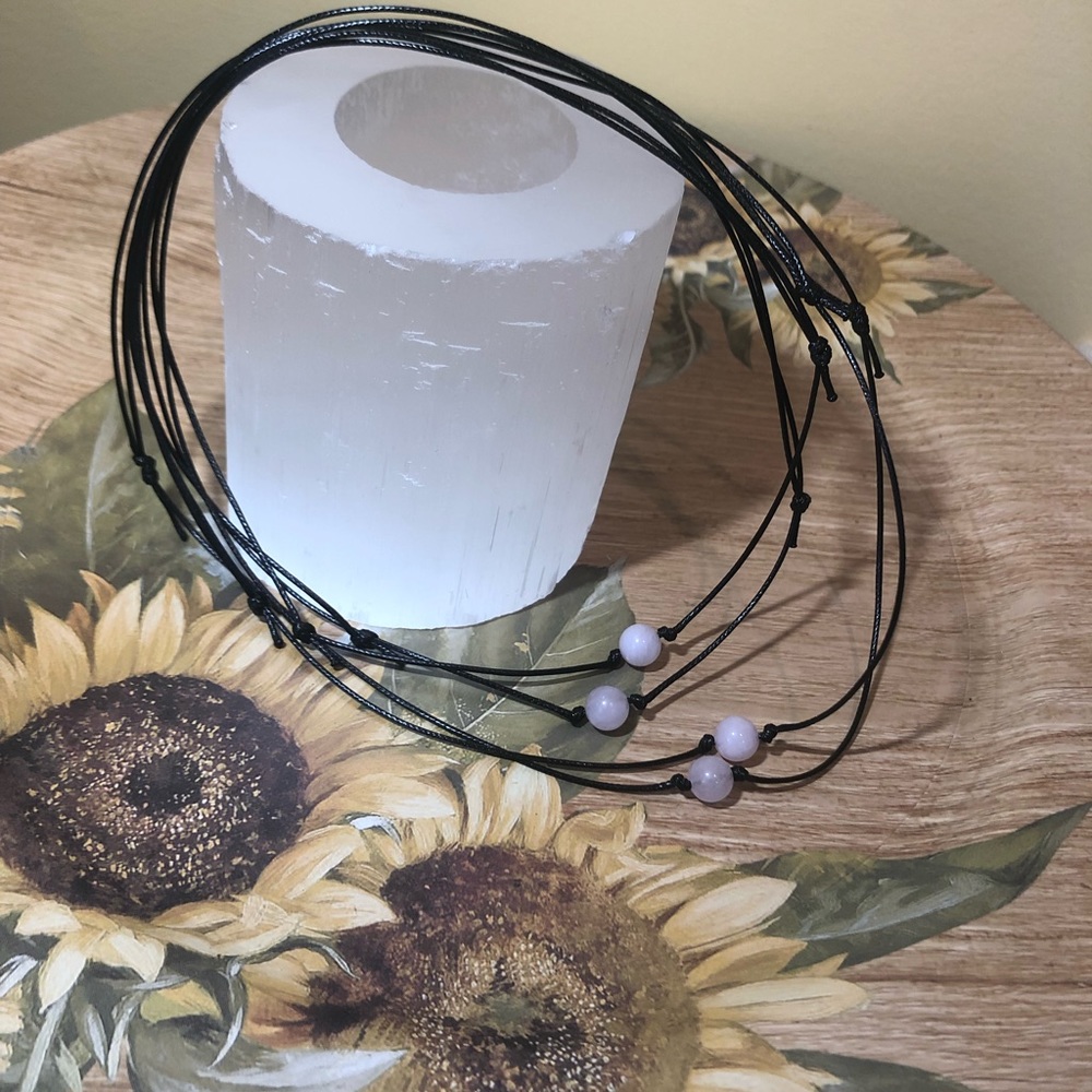 Rose quartz choker necklace women handmade crystal necklace